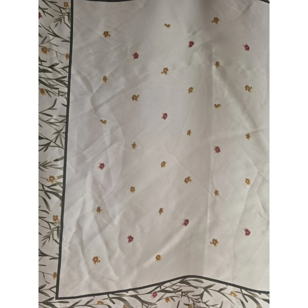 Square Bandana Scarf Off-White Green Yellow Red Floral Rolled Edges